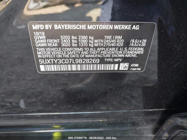 BMW X3 Sdrive30i 2020 5UXTY3C07L9B28269 Image 9