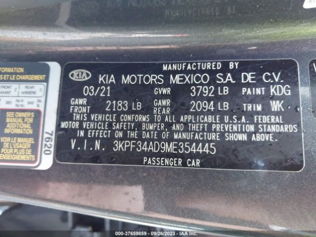 3KPF34AD9ME354445 KIA Forte Gt-line