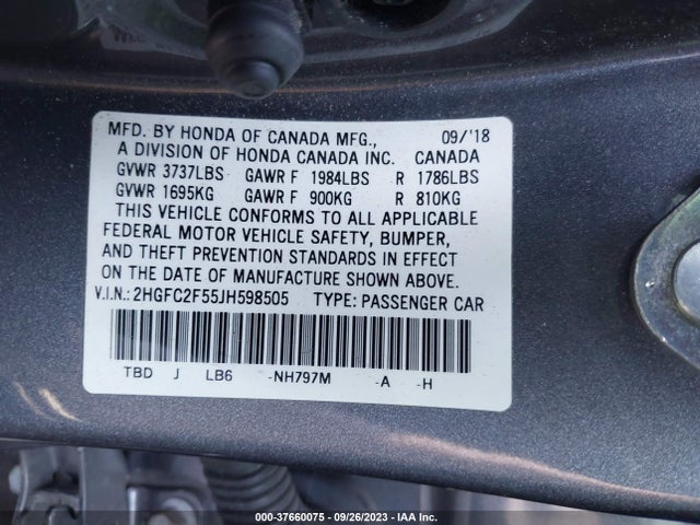 2018 HONDA CIVIC SEDAN LX VIN: 2HGFC2F55JH598505