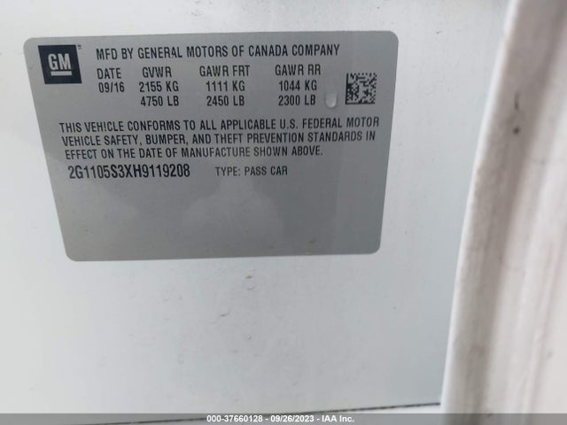 Chevrolet IMPALA 1LT 2017 2G1105S3XH9119208 Image 9