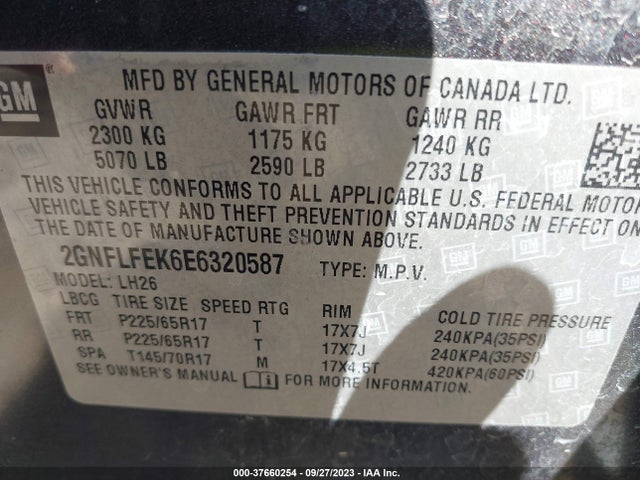 Chevrolet EQUINOX LT 2014 2GNFLFEK6E6320587 Image 9