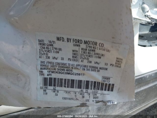 1FM5K8GC0MGC25817 Ford Explorer St