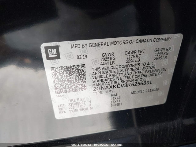 Chevrolet EQUINOX LT 2019 2GNAXKEV3K6256831 Image 9