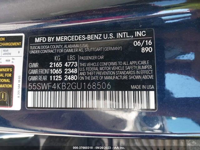 55SWF4KB2GU168506 Mercedes-Benz C-class C 300