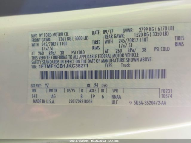 1FTMF1CB1JKC38271 Ford F-150 Xl/xlt
