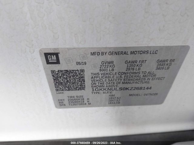 1GKKNULS0KZ268144 GMC ACADIA SLT