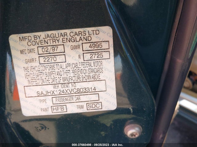 1997 JAGUAR XJ VIN: SAJHX124XVC803314