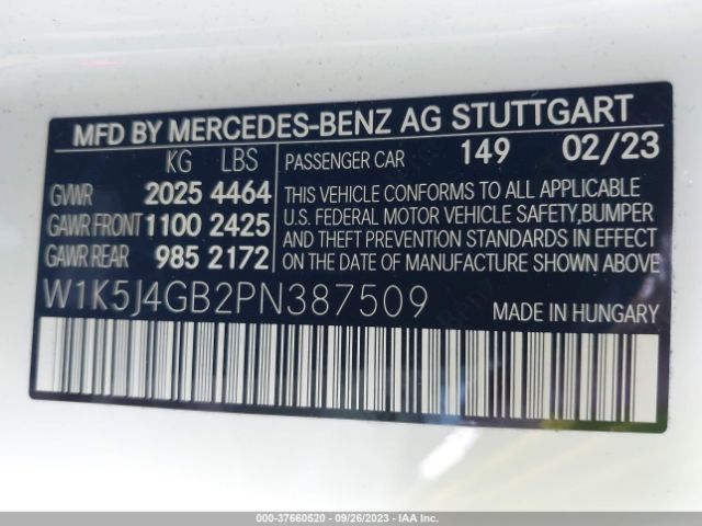 W1K5J4GB2PN387509 Mercedes-Benz Cla Cla 250