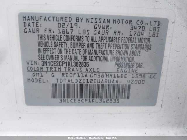 Nissan Versa Note Sv 2019 3N1CE2CP1KL362835 Image 9
