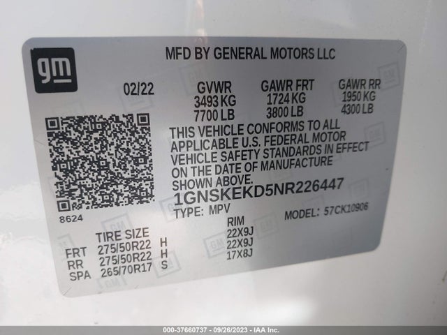 Chevrolet Suburban Rst 2022 1GNSKEKD5NR226447 Image 9