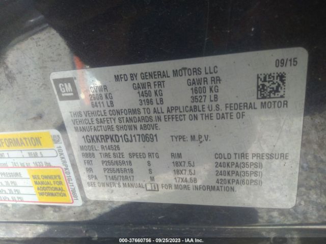 1GKKRPKD1GJ170691 GMC ACADIA SLE