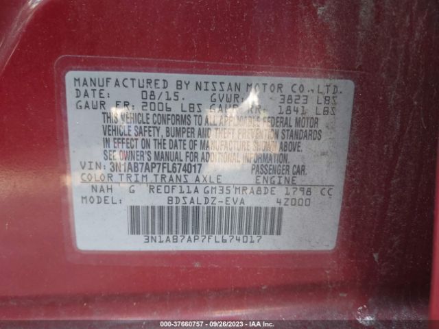3N1AB7AP7FL674017 Nissan SENTRA SV