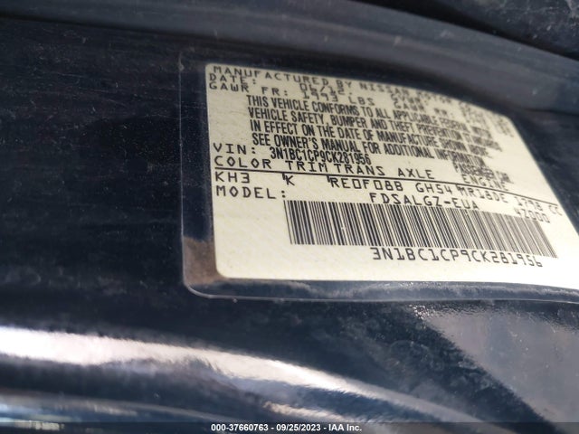 2012 NISSAN VERSA 1.8 SL VIN: 3N1BC1CP9CK281956