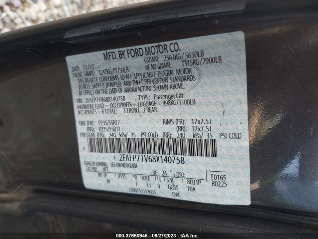 2008 FORD POLICE INTERCEPTOR 2FAFP71V68X140758 Photo 8