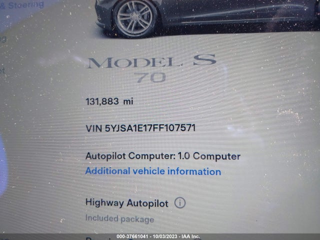 5YJSA1E17FF107571 Tesla Model S Kwh Battery