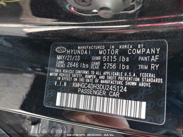 2013 HYUNDAI GENESIS 5.0L R-SPEC VIN: KMHGC4DH3DU245124