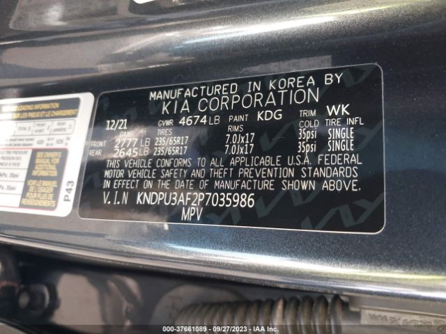 KNDPU3AF2P7035986 KIA Sportage Lx