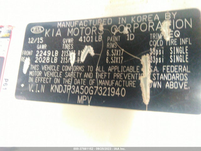 KIA SOUL + 2016 KNDJP3A50G7321940 Image 9