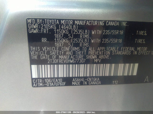 Toyota Rav4 Limited 2017 2T3DFREV0HW677307 Image 9