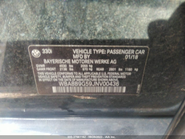 BMW 3 Series 330i 2018 WBA8B9G59JNV00436 Image 9