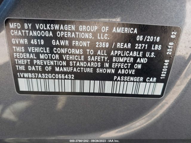 1VWBS7A32GC055432 Volkswagen Passat 1.8t Se