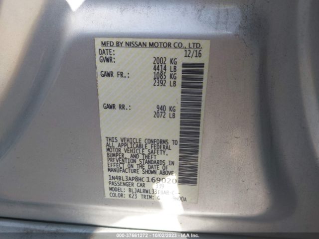 1N4BL3AP8HC169020 Nissan Altima 3.5 Sl