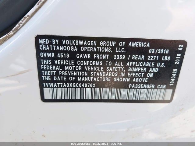 1VWAT7A3XGC046762 Volkswagen Passat 1.8t R-line W/comfort Pkg