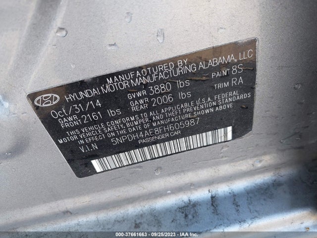 Hyundai ELANTRA SE 2015 5NPDH4AE8FH605987 Image 9