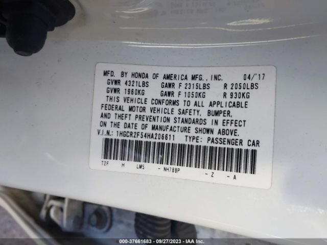 1HGCR2F54HA206611 Honda Accord Sedan Sport