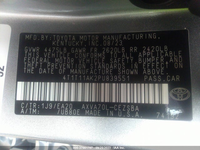 Toyota CAMRY SE 2023 4T1T11AK2PU839551 Image 9