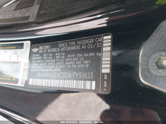 2010 MINI COOPER S WMWMS3C52ATY51623 Photo 8