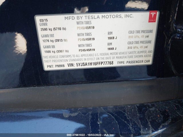 5YJSA1H16FFP77768 Tesla Model S Kwh Battery