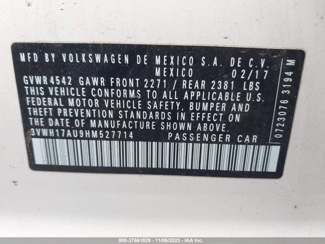 3VWH17AU9HM527714 Volkswagen Golf Alltrack S/se/sel