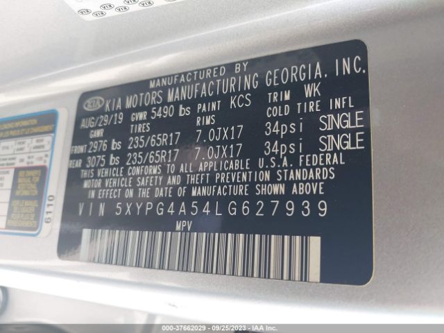 5XYPG4A54LG627939 KIA Sorento Lx V6