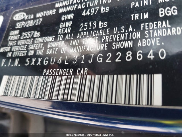 KIA OPTIMA EX 2018 5XXGU4L31JG228640 Image 9