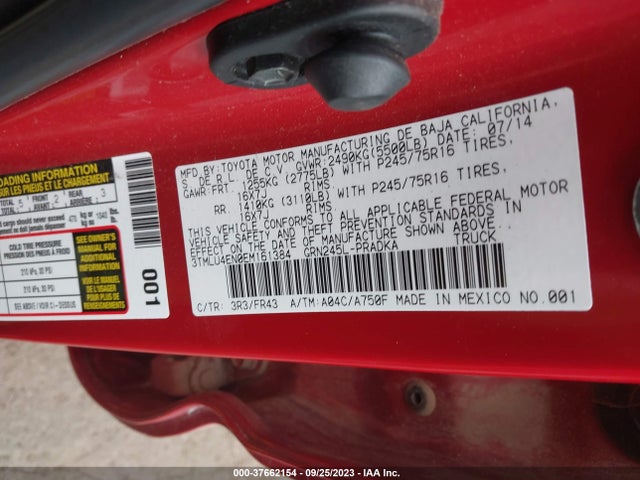 2014 TOYOTA TACOMA VIN: 3TMLU4EN0EM161384
