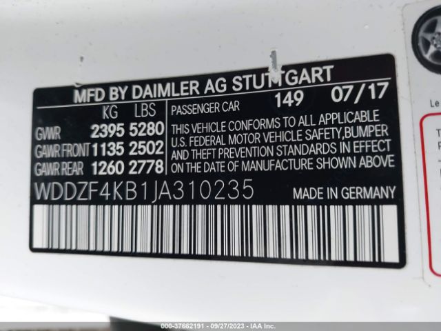 WDDZF4KB1JA310235 Mercedes-Benz E-class E 300