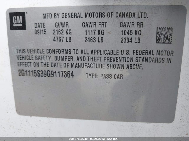 Chevrolet Impala 2lt 2016 2G1115S39G9117364 Image 9