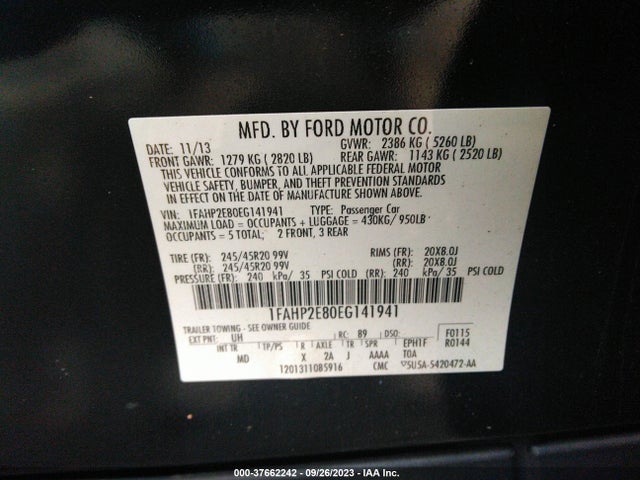 Ford TAURUS SEL 2014 1FAHP2E80EG141941 Image 9