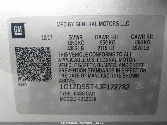 Chevrolet MALIBU LT 2018 1G1ZD5ST4JF172782 Image 9