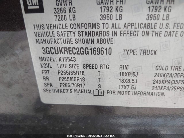 Chevrolet Silverado 1500 Lt 2016 3GCUKREC2GG169610 Image 9