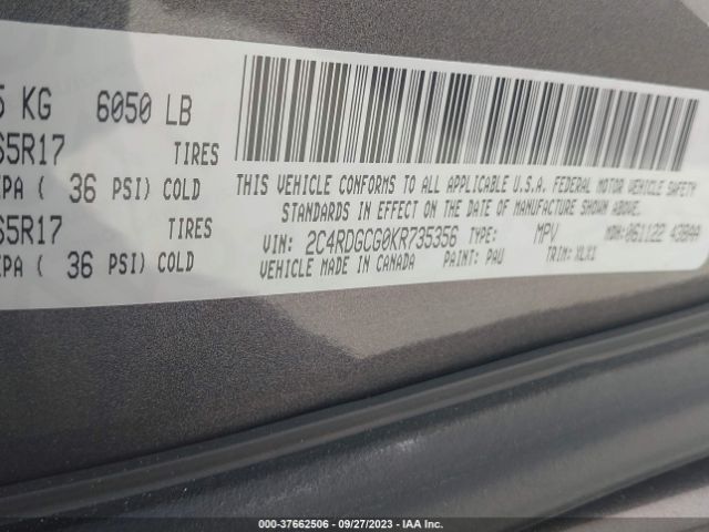2C4RDGCG0KR735356 Dodge Grand Caravan Sxt