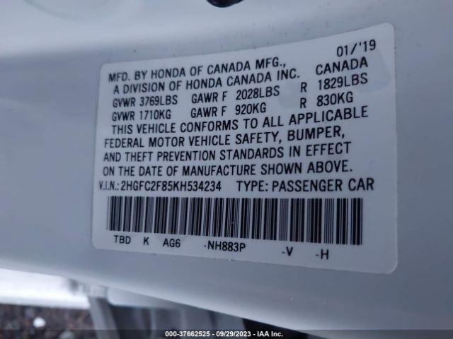 2HGFC2F85KH534234 Honda Civic Sedan Sport