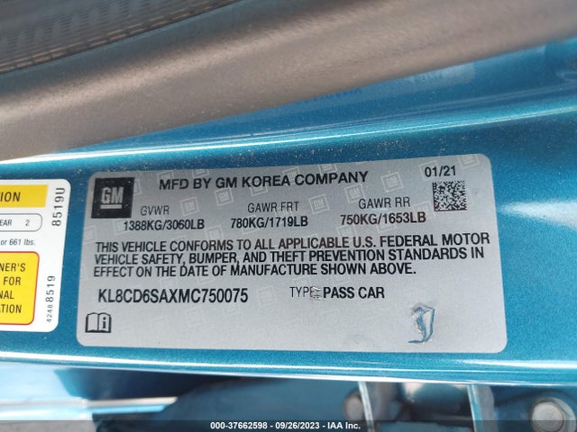 Chevrolet SPARK 1LT 2021 KL8CD6SAXMC750075 Image 9