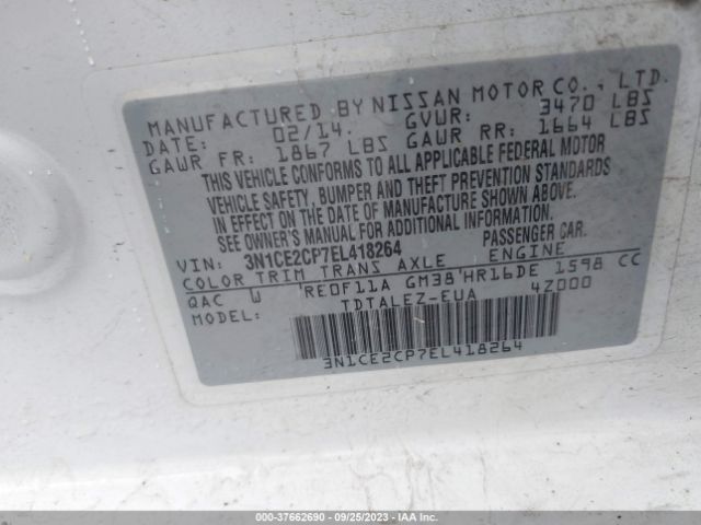 3N1CE2CP7EL418264 Nissan Versa Note Sv