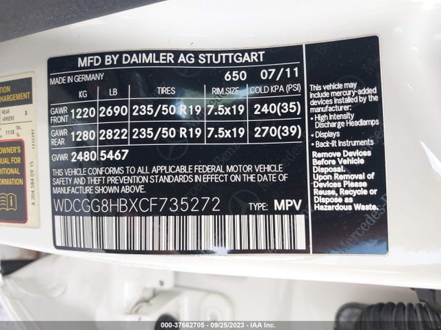 2012 MERCEDES-BENZ GLK-CLASS GLK 350 VIN: WDCGG8HBXCF735272