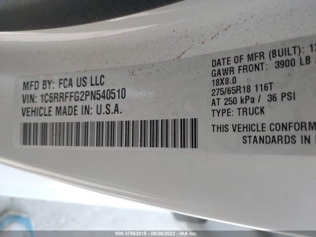 1C6RRFFG2PN540510 RAM 1500 Big Horn