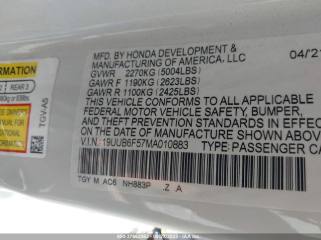 19UUB6F57MA010883 Acura Tlx W/a-spec Package