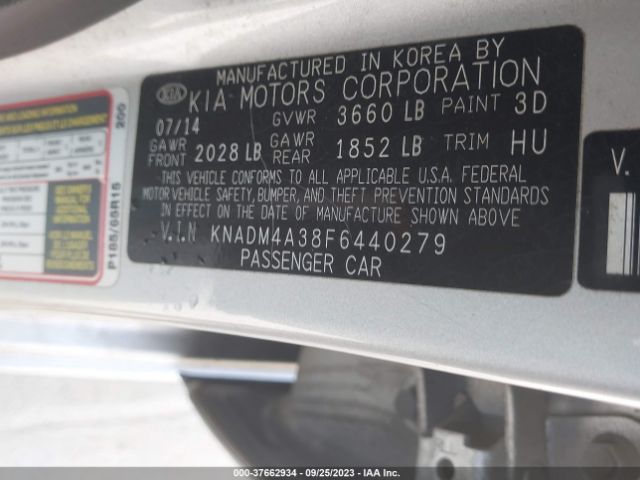 KNADM4A38F6440279 KIA RIO LX