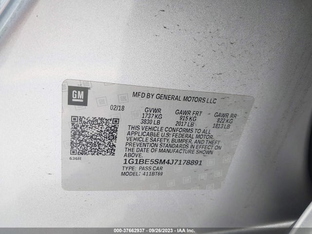 Chevrolet CRUZE LT 2018 1G1BE5SM4J7178891 Image 9
